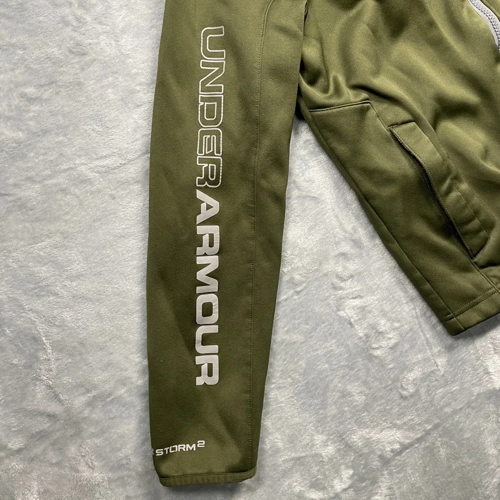 Under Armour ColdGear Infrared Kids Youth Jacket Green Full Zip Athletic Large